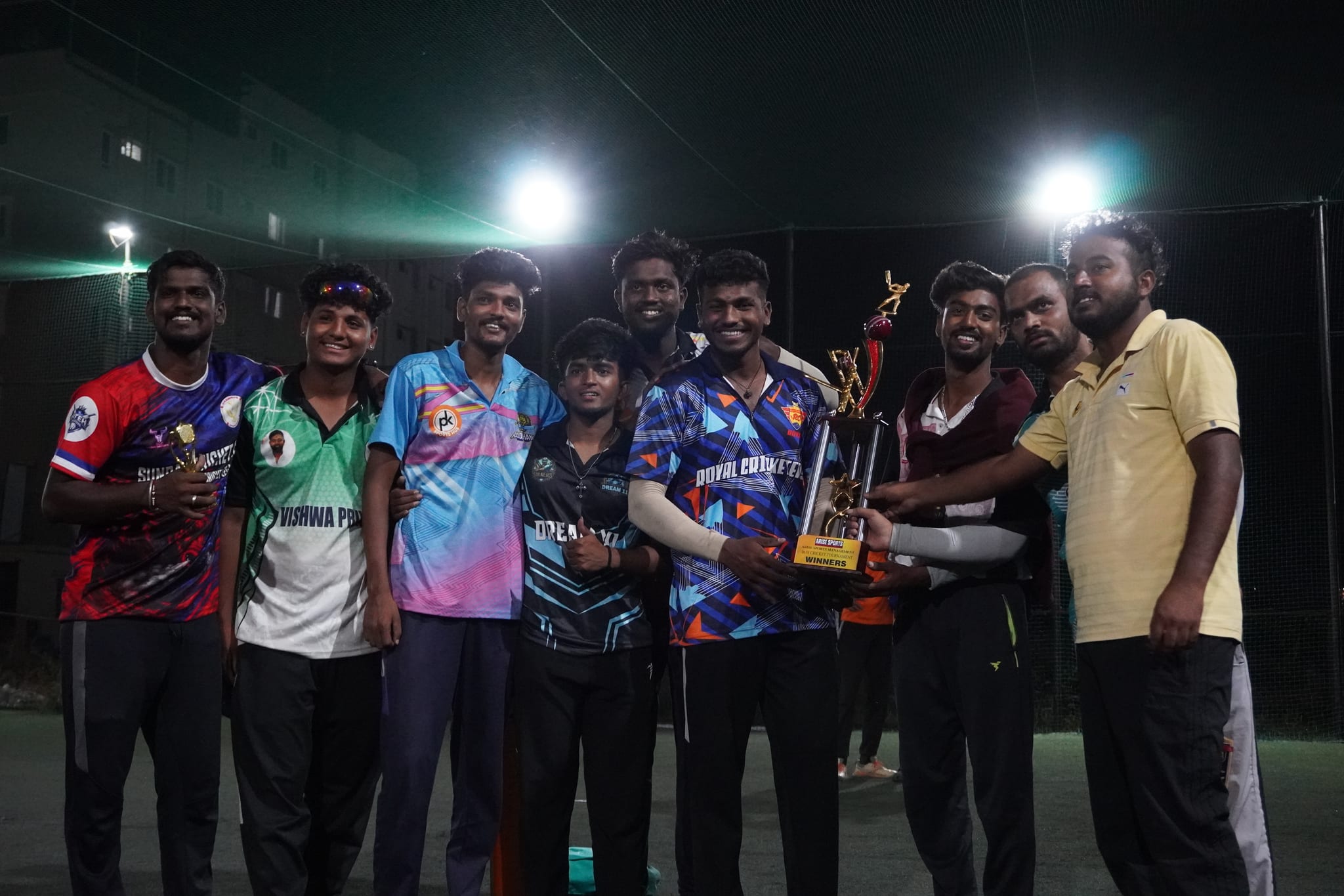 Indoor sports team celebration